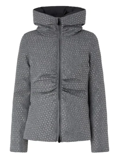 Pinko Embellished Puffer Jacket In Gray