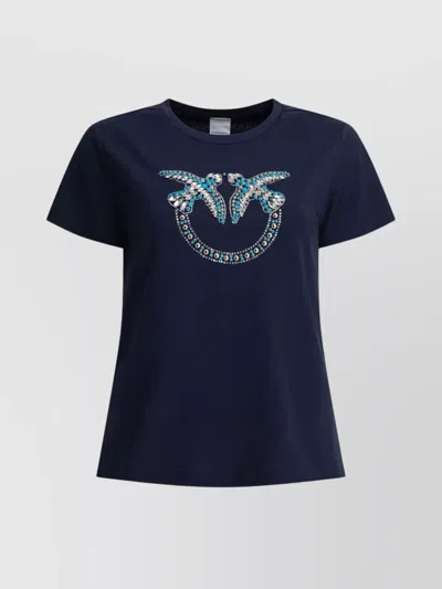 PINKO EMBELLISHED ROUND NECK SHORT SLEEVES TOPS