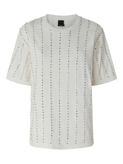 Pinko Embellished Round-neck T-shirt In White