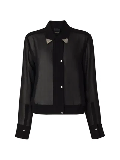 Pinko Embellished Sheer Shirt In Black