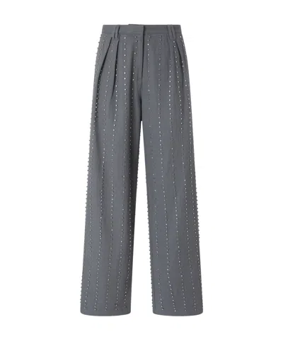 Pinko Embellished Straight-leg Trousers In Gray
