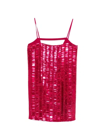 Pinko Embellished Strap Mini Dress In Pink