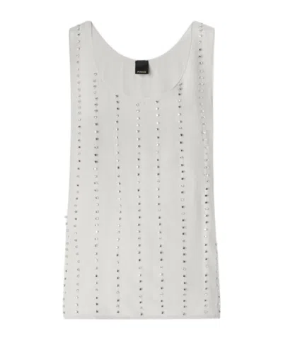 Pinko Embellished Striped Vest Top In White