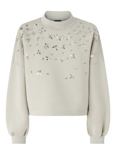 Pinko Embellished Sweatshirt In Neutral