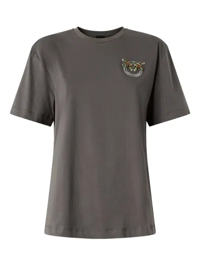 Pinko Embellished T-shirt In Gray