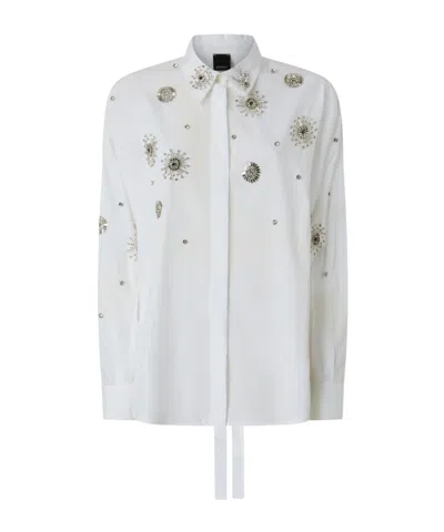 Pinko Embellished Tie Shirt In White