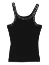 Pinko Ribbed Top With Bejewelled Embellishment In Black