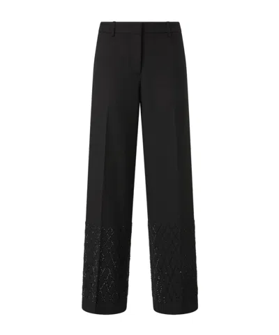 Pinko Embellished Wide-leg Trousers In Black