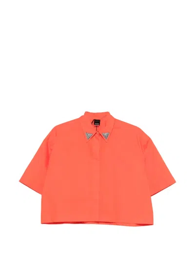 Pinko Embellished-collar Shirt In Orange