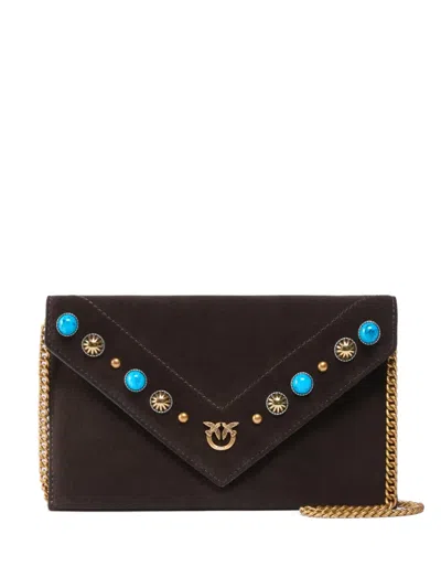 Pinko Embellishment Chain-strap Mini Bag In Brown