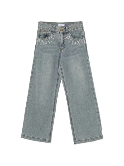 Pinko Kids' Embellishment-detail Jeans In Blue
