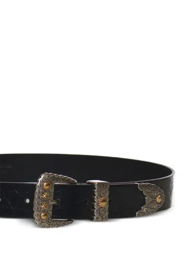 Pinko Embossed Buckle Belt In Black