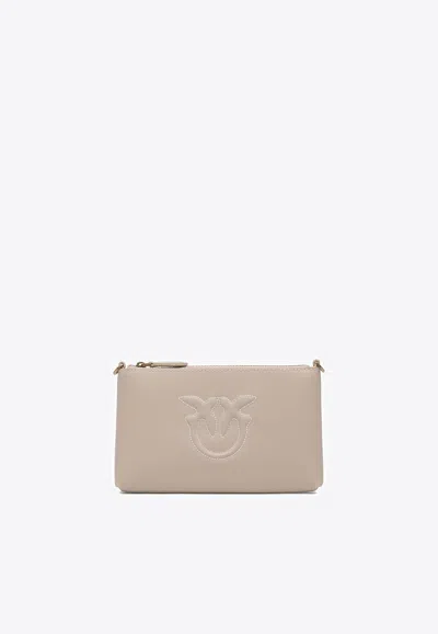 PINKO EMBOSSED LOGO LEATHER CROSSBODY BAG