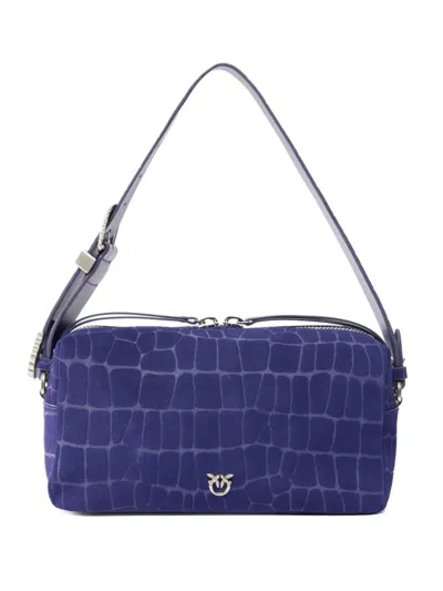 Pinko Embossed Logo Shoulder Bag In Blue