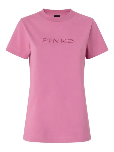 Pinko Crew Neck Top Nylon Silk Blend In Pink