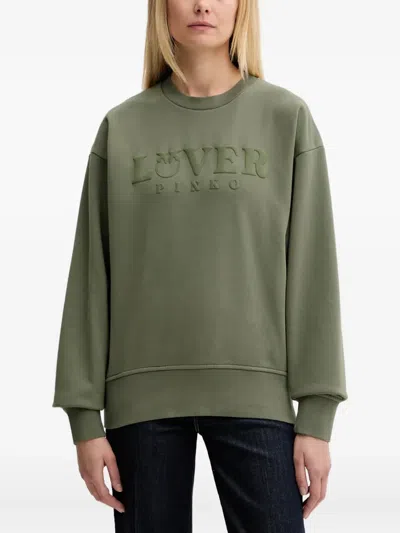 Pinko Embossed Sweatshirt In Green