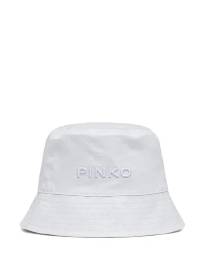 Pinko Embroidered-logo Bucket Hat In Gray