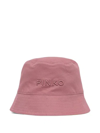 Pinko Embroidered-logo Bucket Hat In Purple