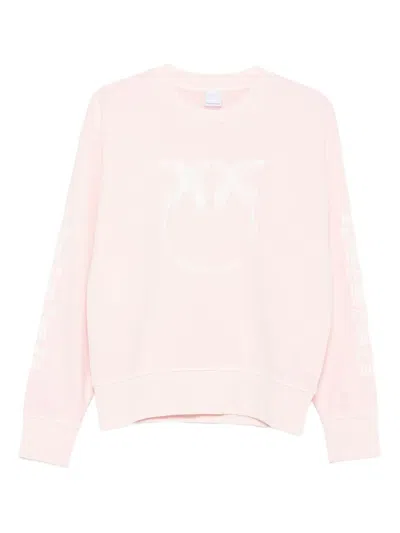 Pinko Embroidered-logo Cotton Sweatshirt In Pink