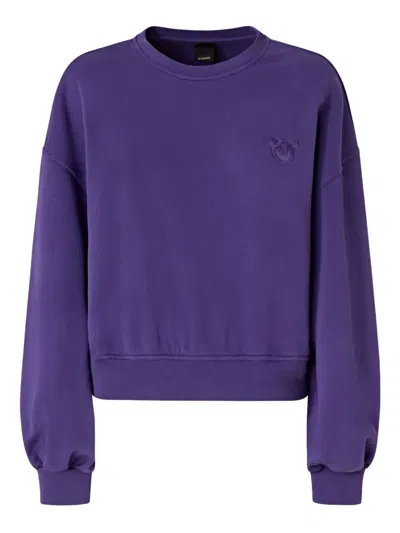 Pinko Embroidered-logo Cotton Sweatshirt In Purple