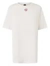 Pinko Oversized Long T-shirt With Print And Embroidery In White