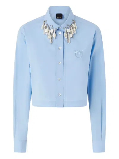 Pinko Embroidered-logo Shirt In Blue