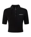 Pinko Short Knit Polo With Beaded Crocheted Collar In Black