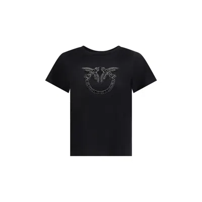 Pinko Embroidered Logo T-shirt In Black