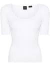 Pinko Embroidered-logo U-neck T-shirt In White