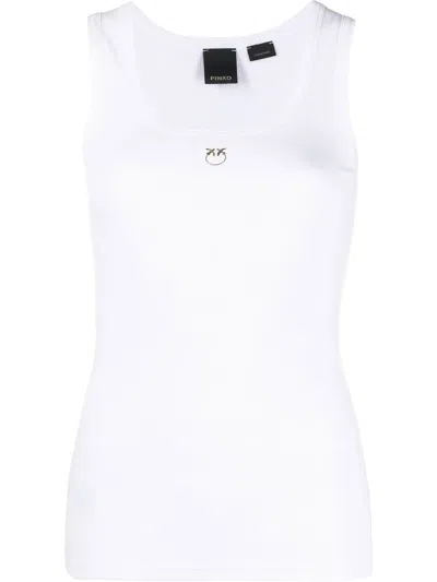 Pinko Embroidered Love-birds Logo Vest In White