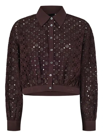 Pinko Embroidered Shirt In Brown