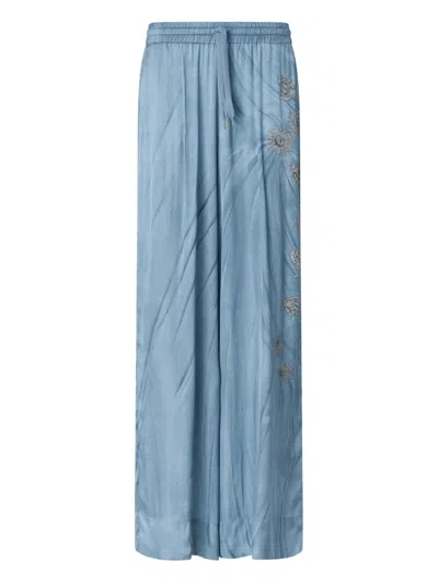 Pinko Embroidered Trousers In Blue