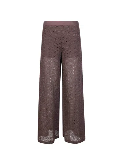 Pinko Embroidered Trousers In Brown
