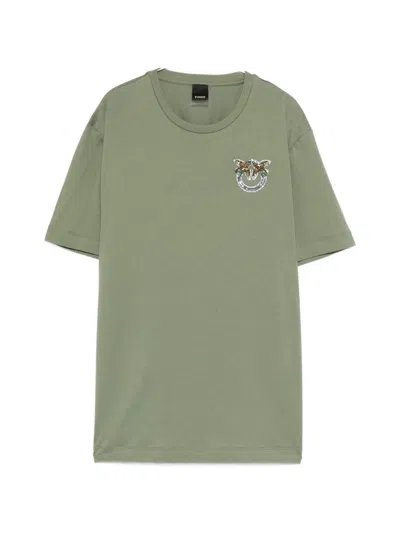 Pinko Embroidered T-shirt In Green