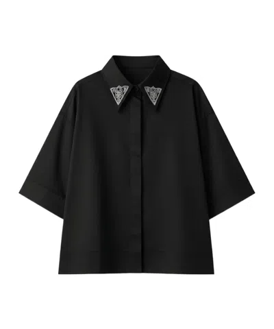 Pinko Black Embroidered Point Collar Shirt