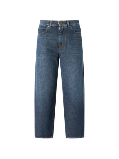 Pinko Embroidered-logo Jeans In Blue