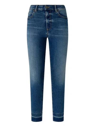 Pinko Embroidery Cuff Denim Jeans In Blue