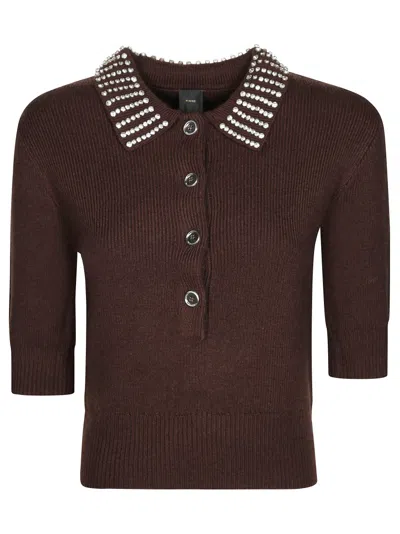 PINKO PINKO EMILIA BLEND SWEATER WITH RHINESTONES