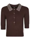 Pinko Emilia Blend Sweater With Rhinestones In Brown