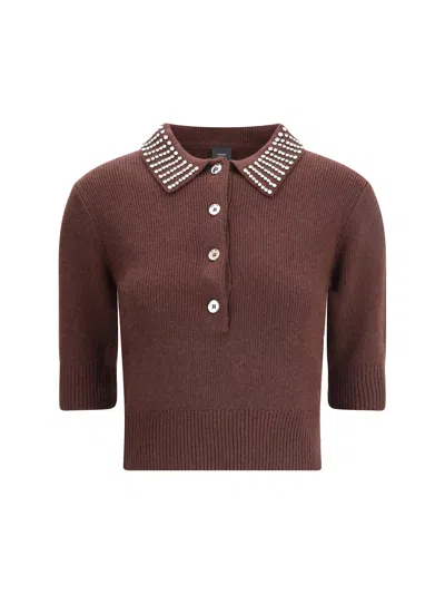 Pinko Emilia Sweater With Strass In Brown