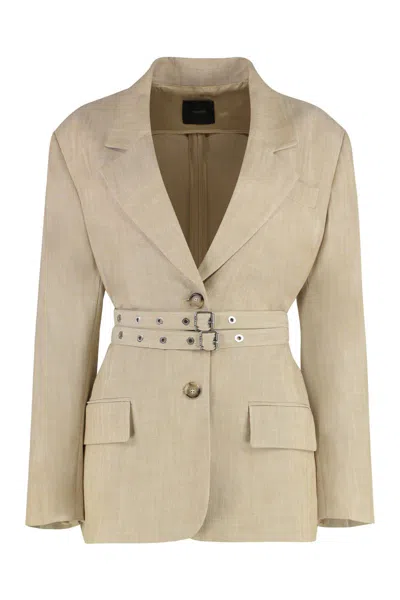 Pinko Emozioni Single-breasted Two-button Jacket In Beige