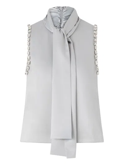 PINKO ENRIQUETA HIGH-NECK TOP WITH SCARF AND RHINESTONES PINKO