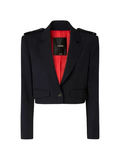 Pinko Epaulette-detail Cropped Jacket In Blue