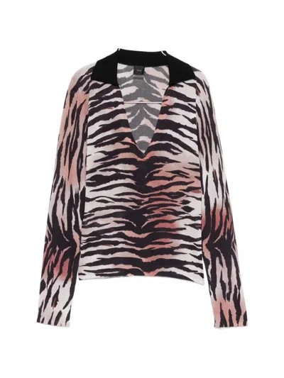 Pinko Erosione V-neck Top In Neutral