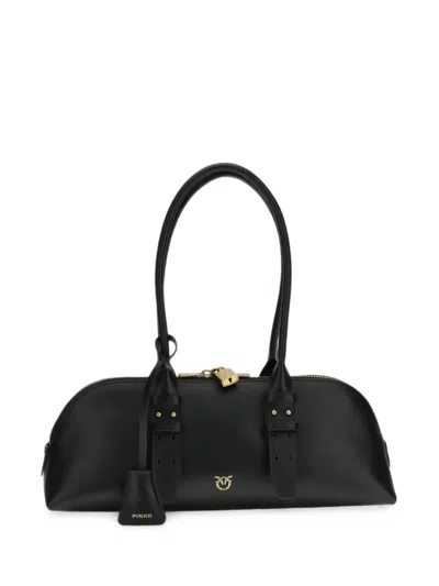 Pinko Escape Bag Horizontal Large Shoulder Bag In Leather In Black