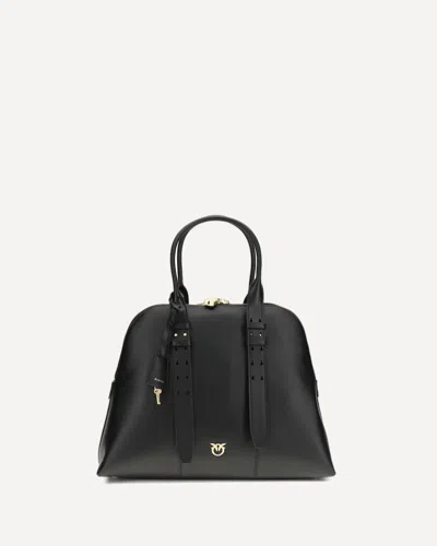 Pinko Escape Bag Maxi Leather Bowling Bag In Black