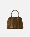 Pinko Escape Bag Small Handbag In Crocodile-print Leather In Brown