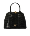 Pinko Escape Bag Small Handbag In Crocodile-print Leather In Black