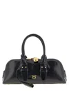 Pinko Escape Bag Baguette Small Handbag In Patent-effect Leather In Black