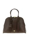 Pinko Escape Love Birds Logo Leather Bowling Maxi Tote Bag In Brown